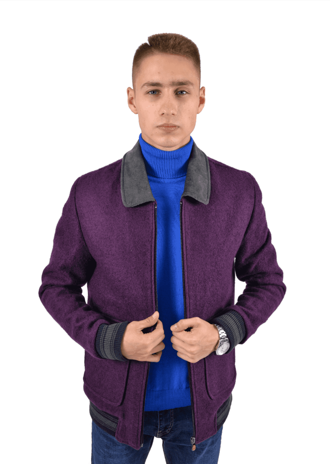 Куртка пилот с отложенным воротником фиолетовая (50) PIZHON 3820-04, размер 50, цвет фиолетовый