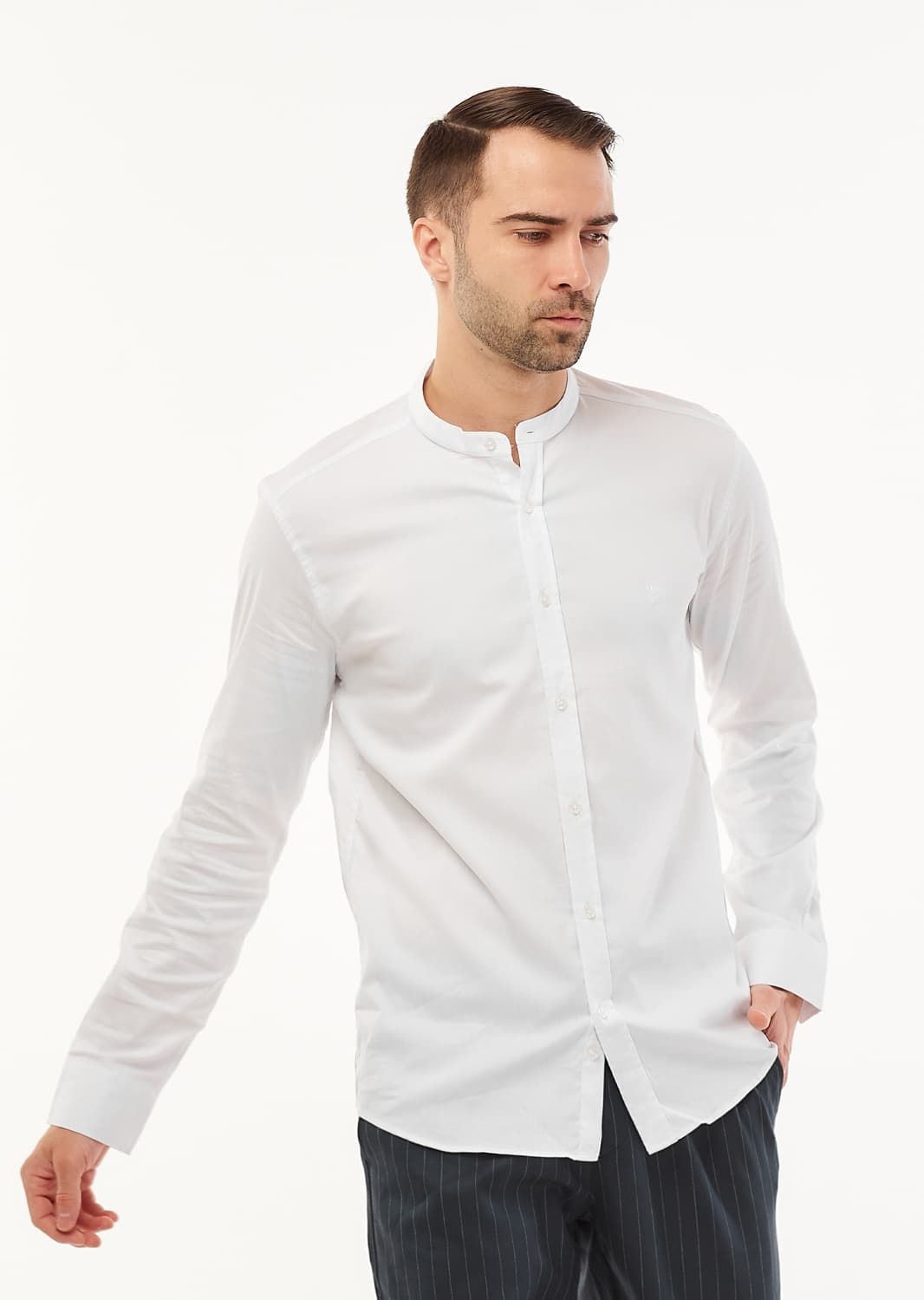 Рубашка мужская белая воротник со стойкой (44)