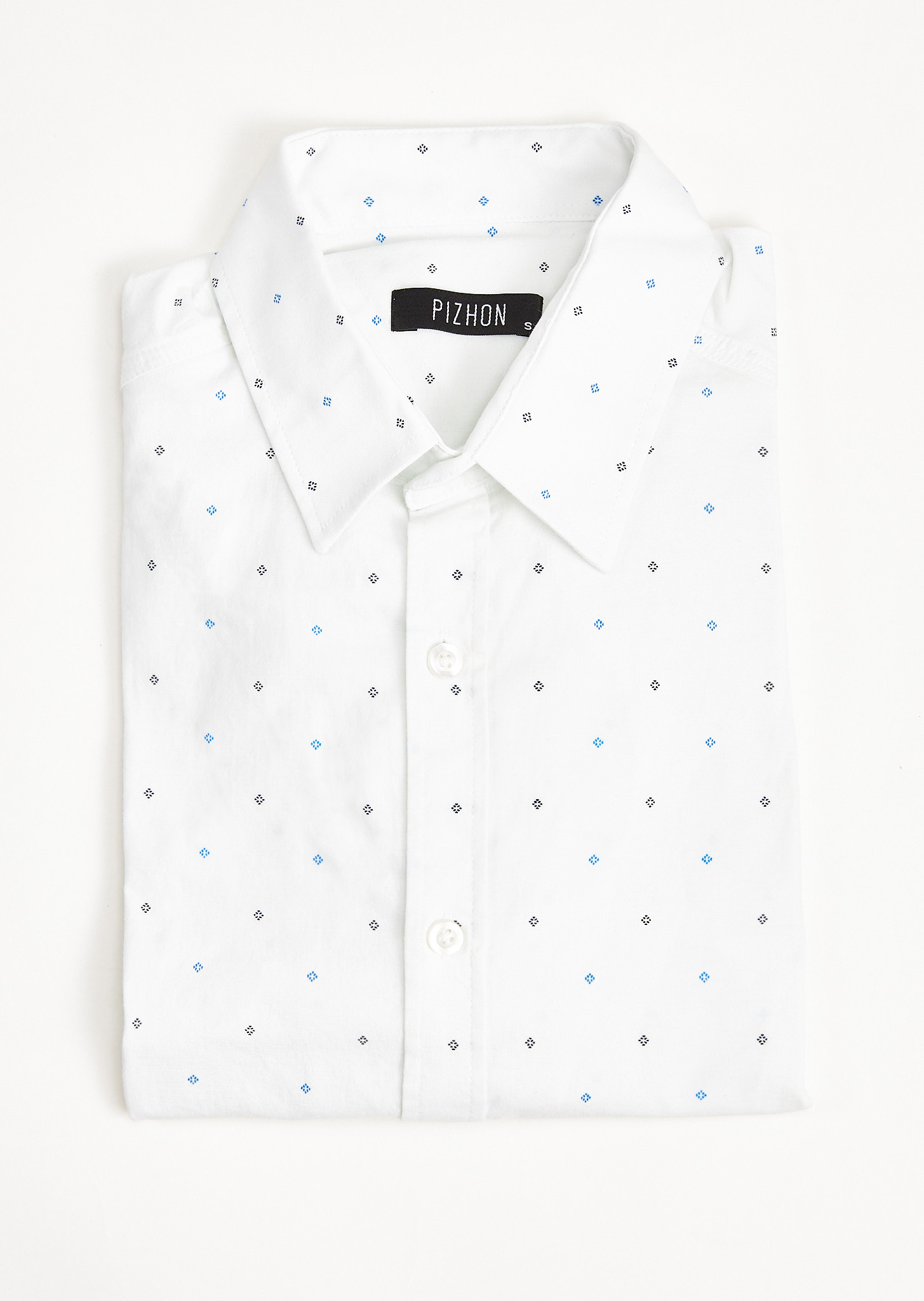 Рубашка белая в синюю точку (48)