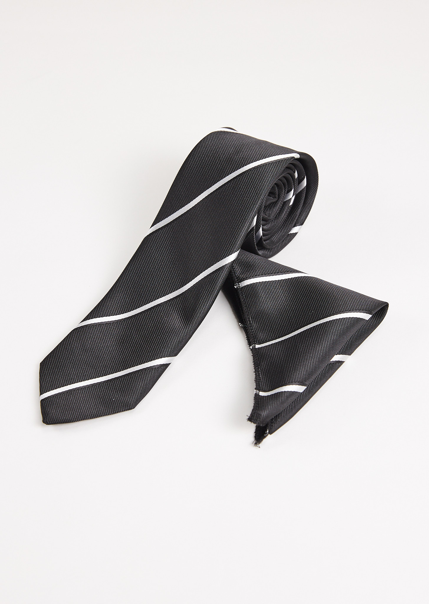 Набор галстук широкий и платок черный в полоску (NoSize)